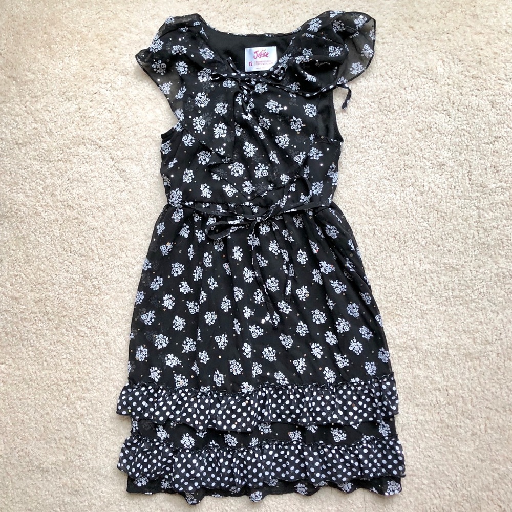 Size 12 Justice dress. B&W with sparkles